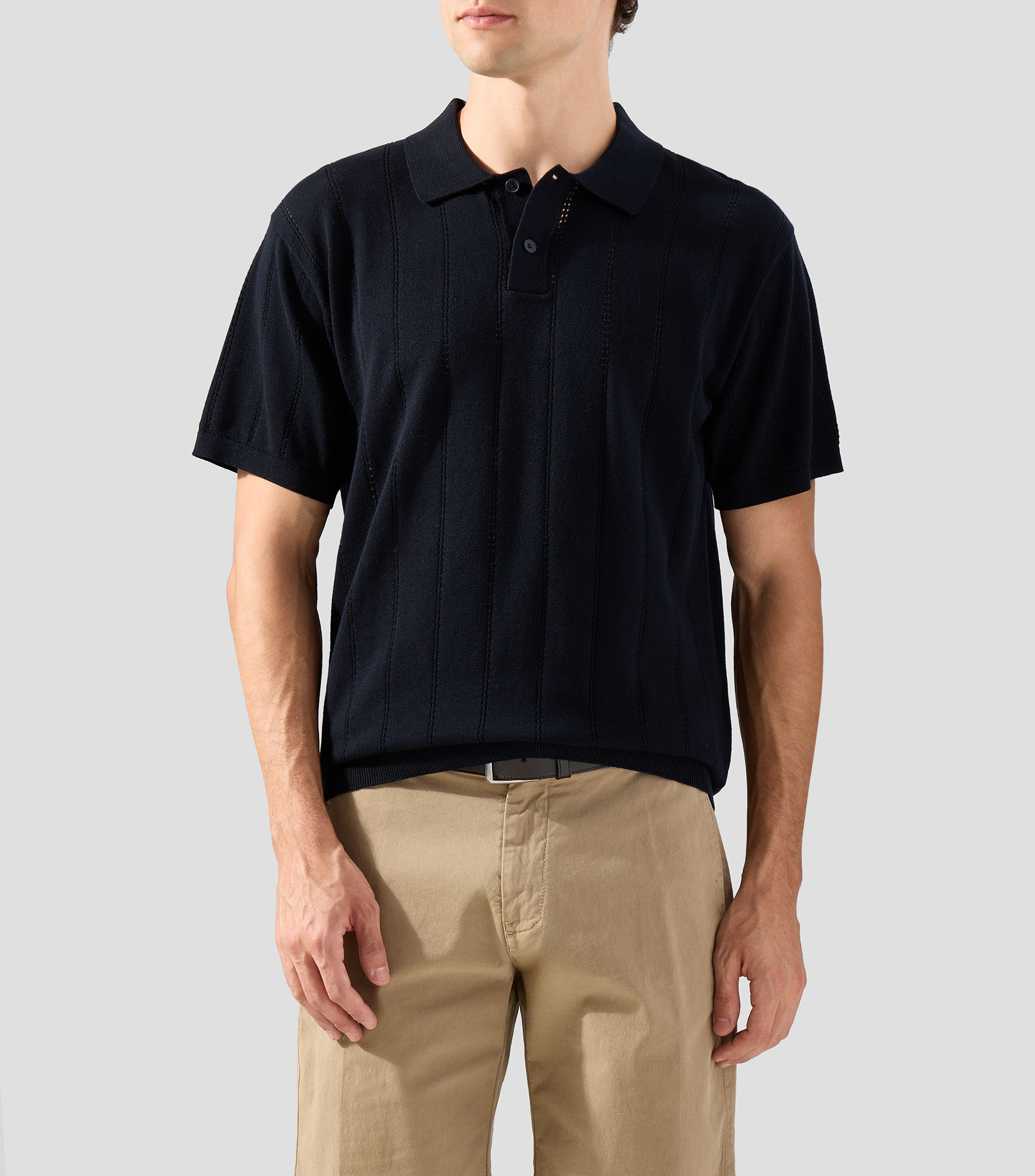 Playera tipo polo manga corta de rayas Hombre
